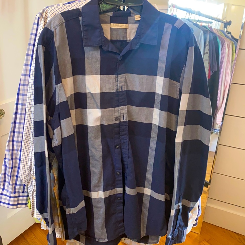 Burberry Brit Blue Plaid Button Down